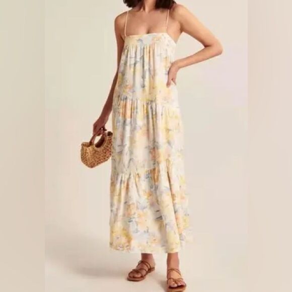 Abercrombie & Fitch Dresses & Skirts - Abercrombie & Fitch Charlie Maxi Dress Size Small Linen Floral Flowy Long